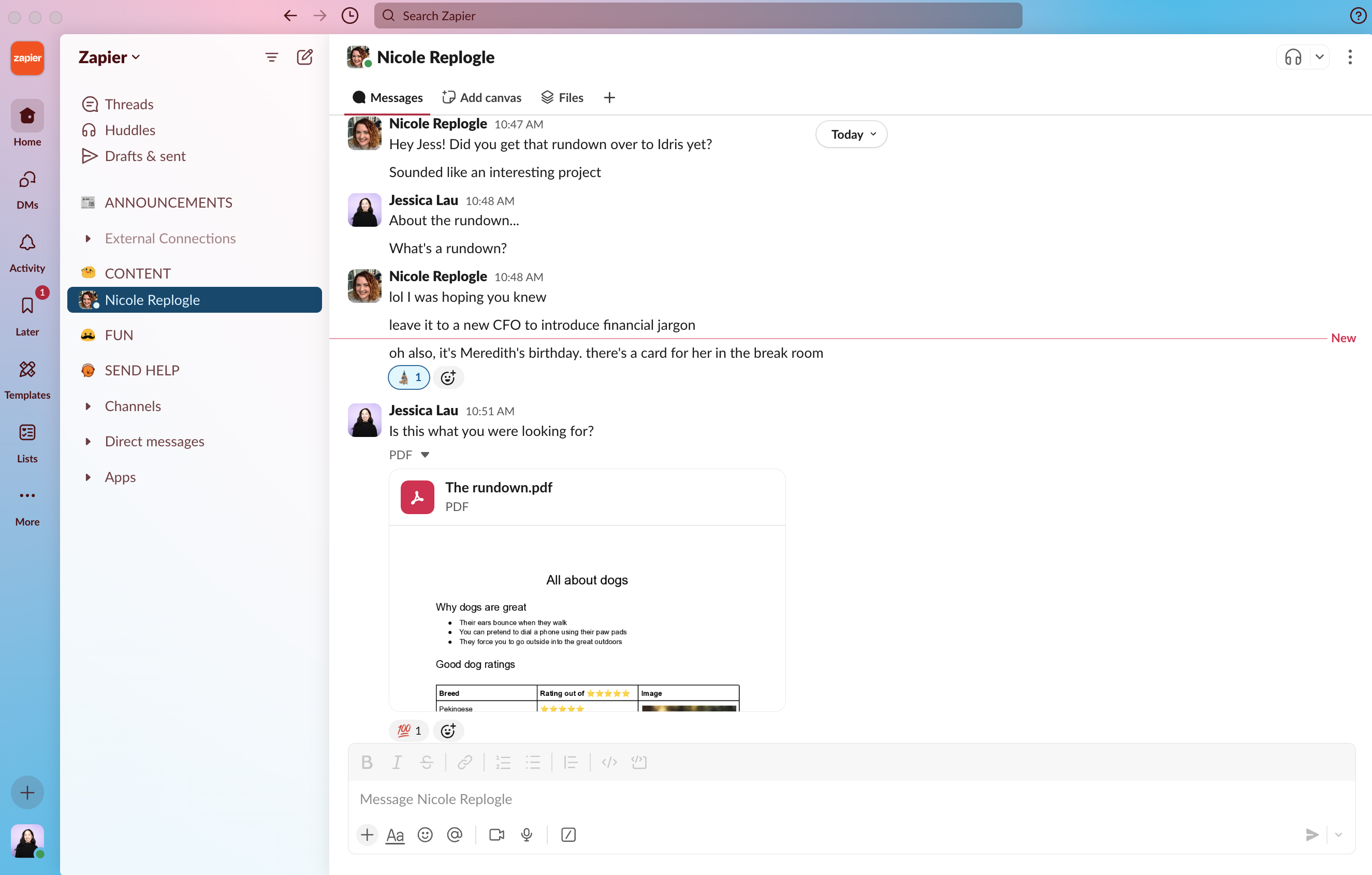 Chat v aplikaci TitanPlan